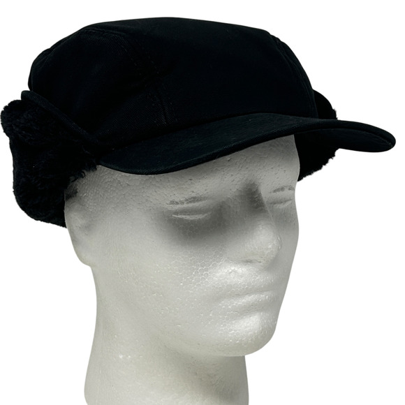 Broner Duck Work Cap Winter Hat X-Large Canvas Faux Fur Soft Pile Ear Flap Black - Picture 1 of 13